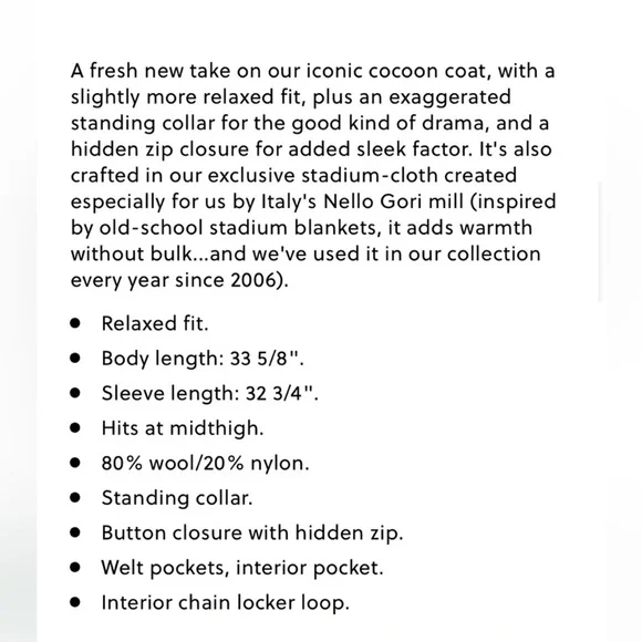 Villa coat in Italian stadium-cloth